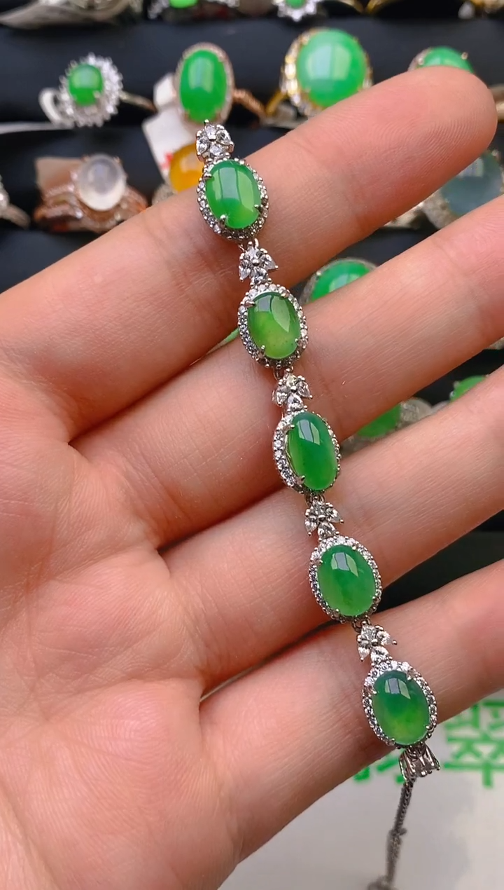 翡翠戒指银S925镶嵌天然