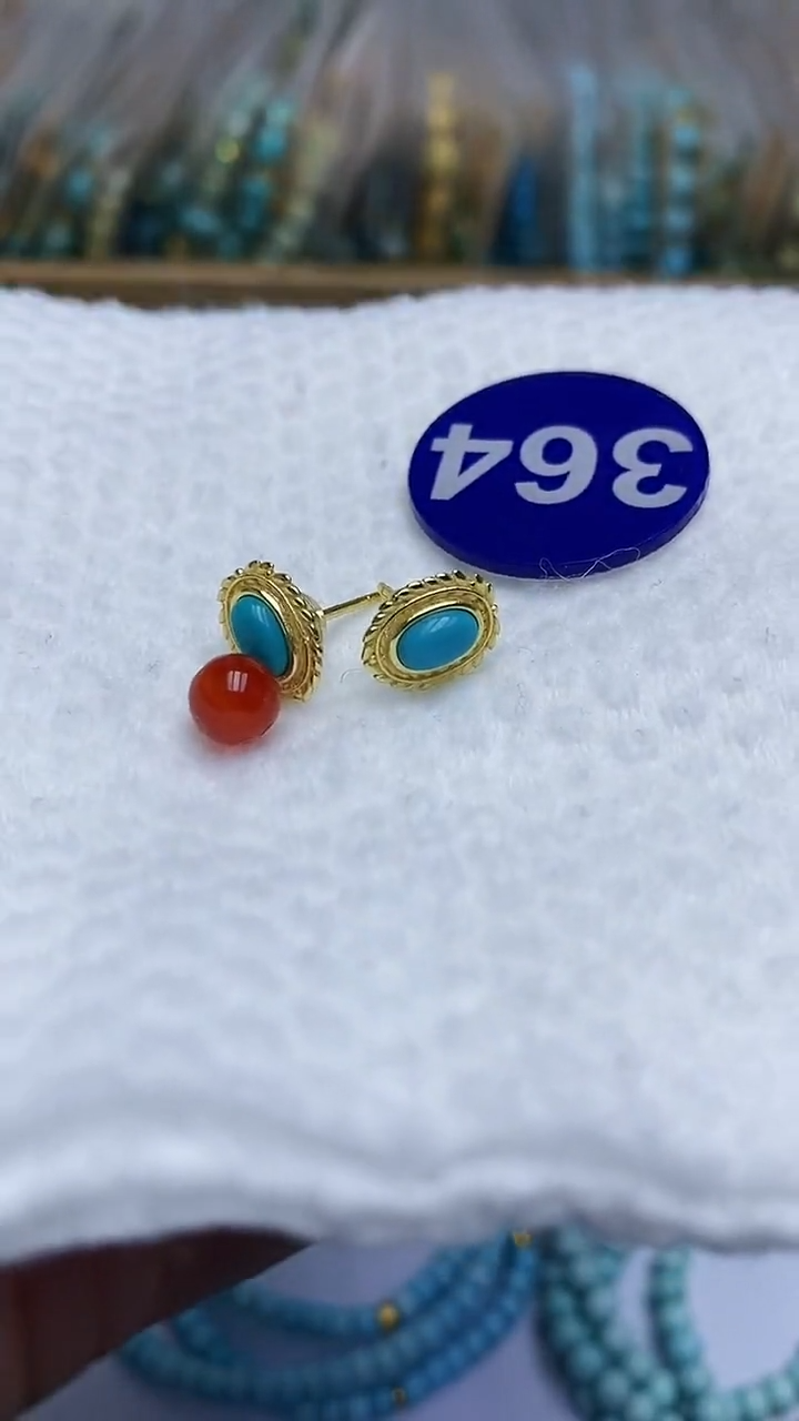 【闪购商品】玛瑙/玉髓耳钉未镶嵌364