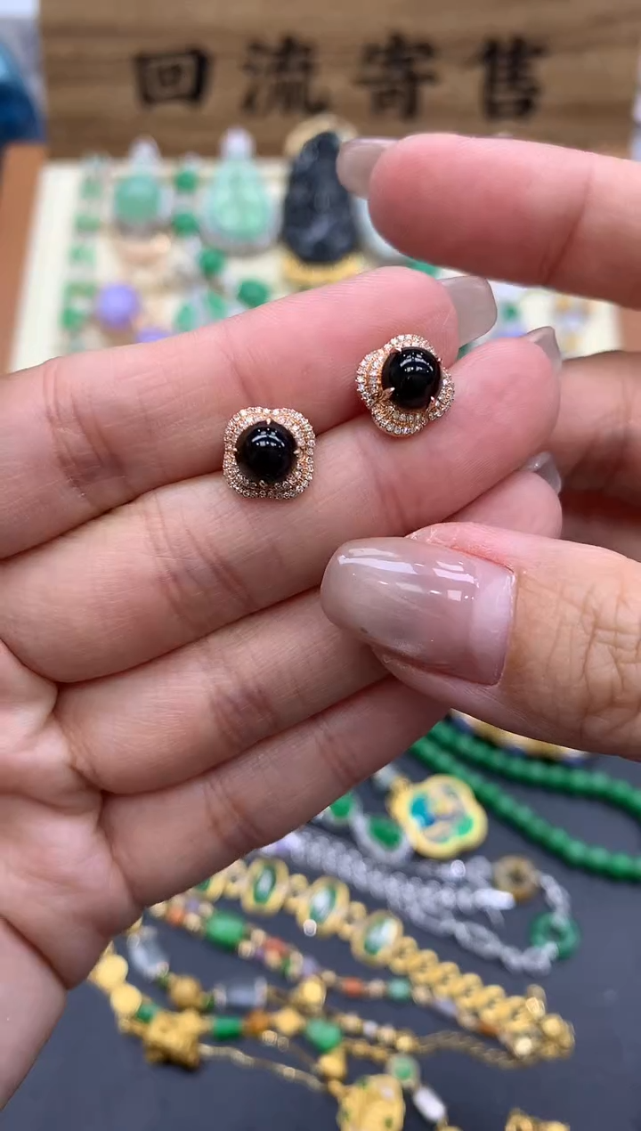 【闪购商品】翡翠耳饰18K金镶嵌365-中国好珍宝