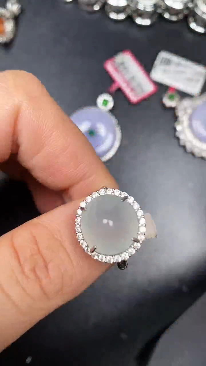 银S925镶嵌戒指翡翠3050