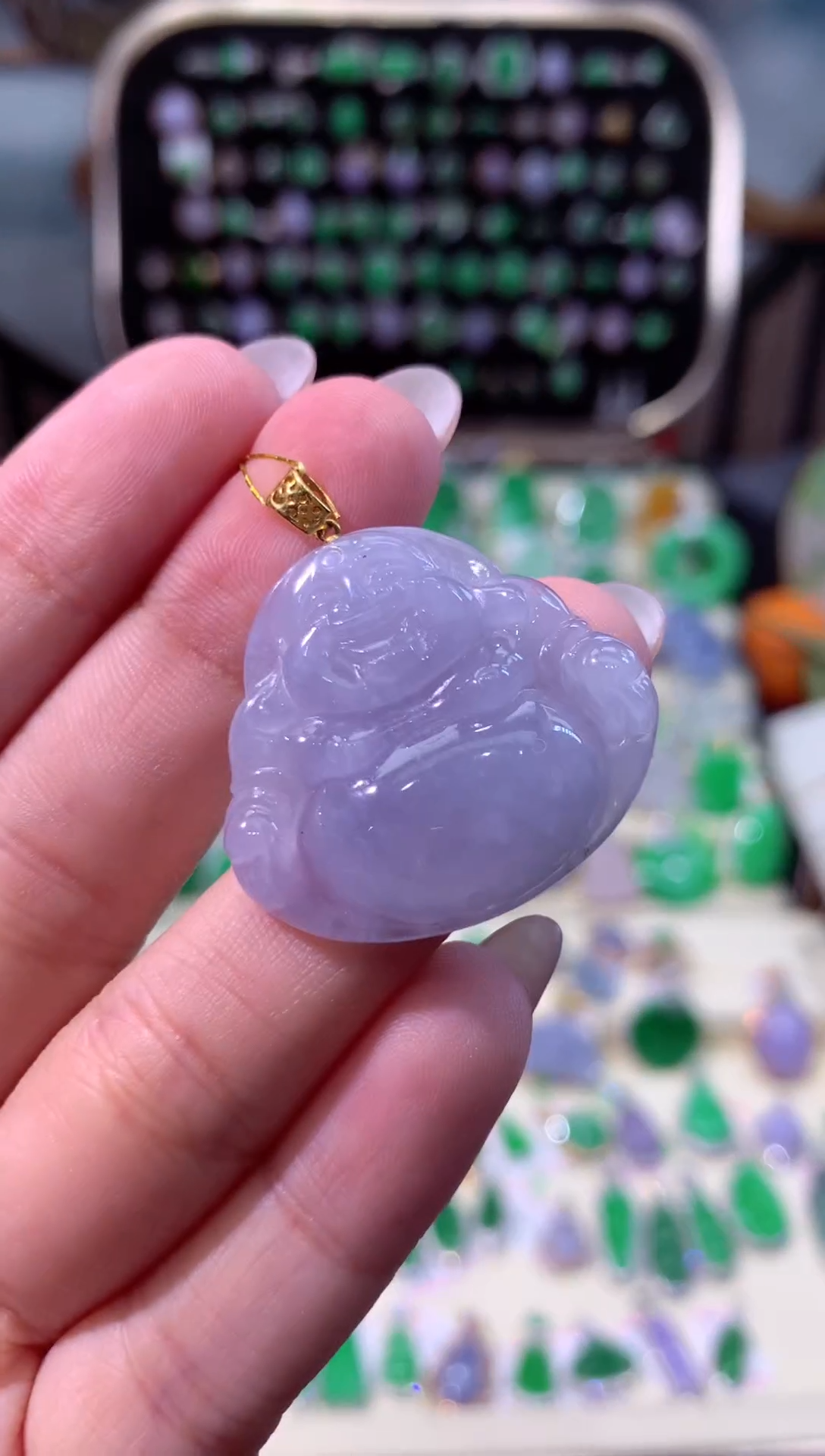 【闪购商品】翡翠颈饰18K金镶嵌缅甸天然A货翡翠