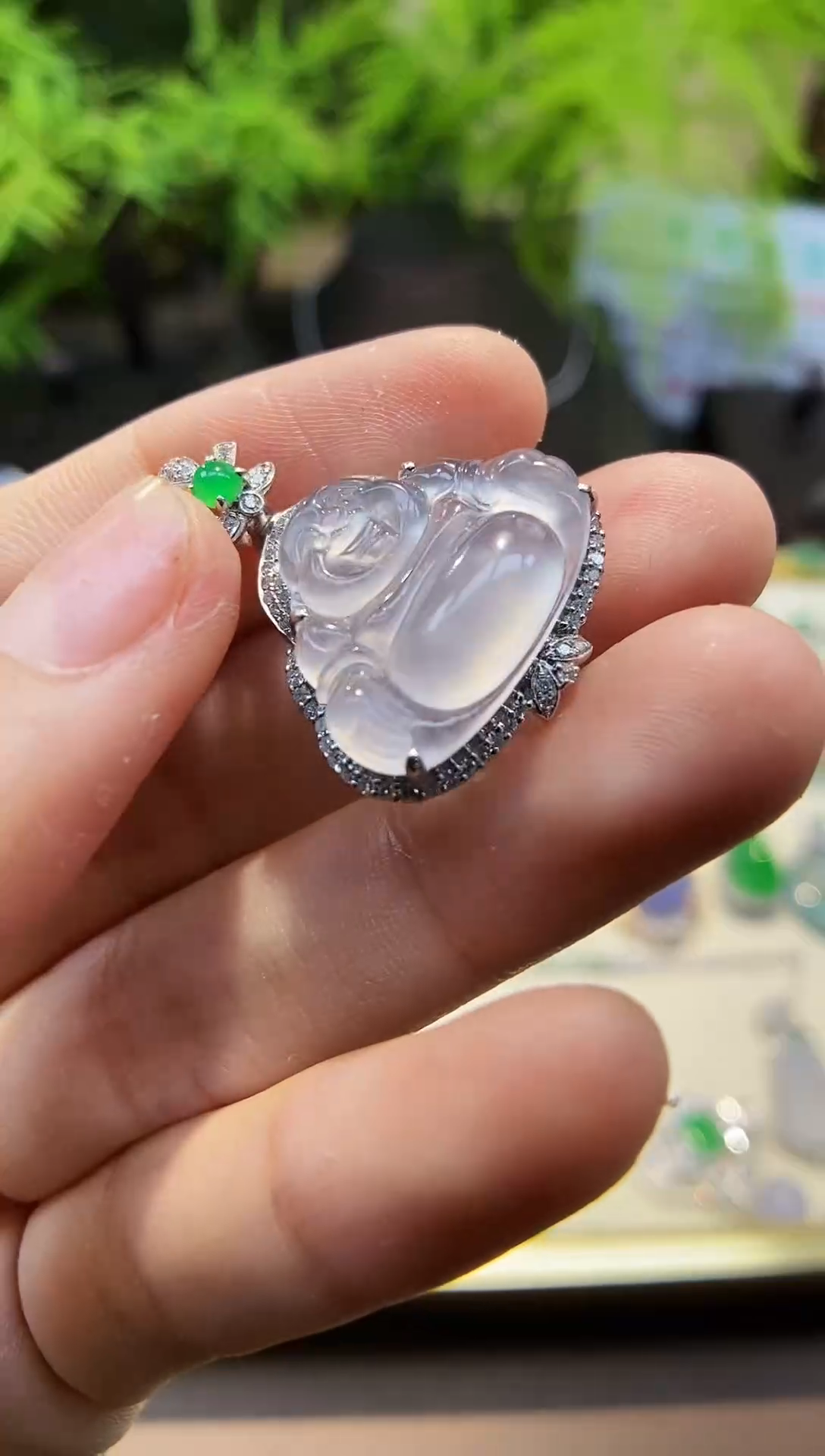 【闪购商品】翡翠吊坠(不含链)18K金镶嵌天然缅甸A货翡翠吊坠