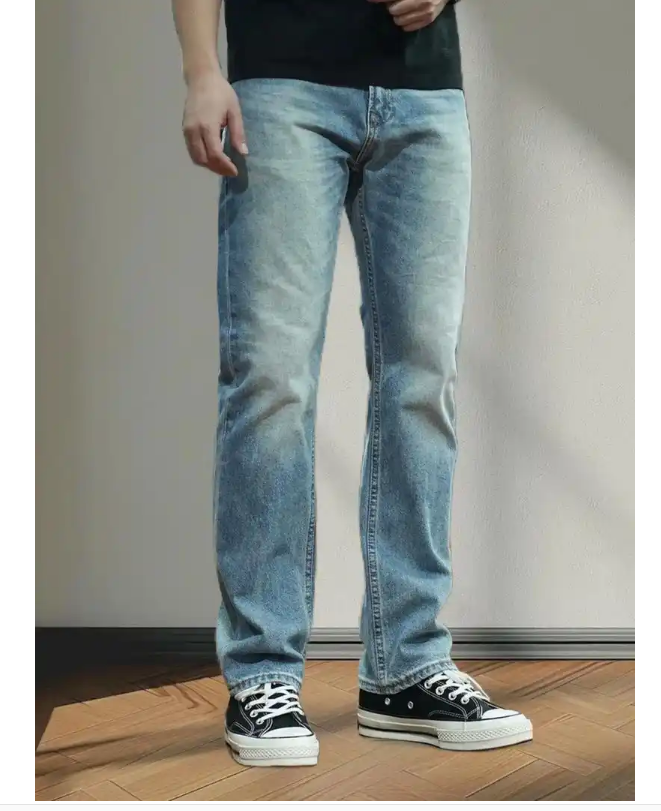 B01男士牛仔裤休闲裤直筒百搭秋冬款潮流修身弹力