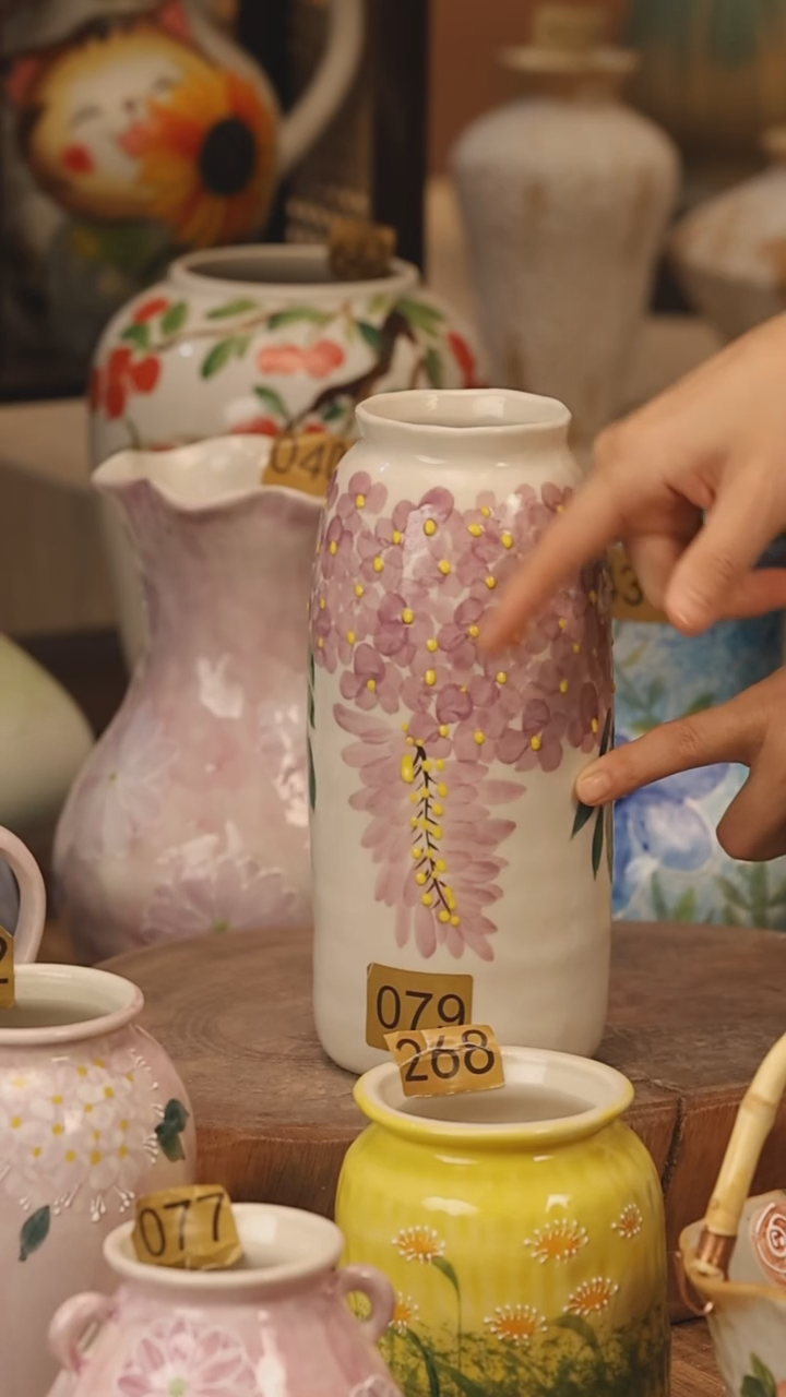 陶瓷景德镇设计师手作花器摆件侘寂风@M079@