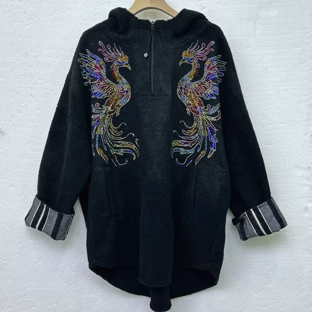 丽丽家 凤凰彩色带钻休闲感百搭显瘦上衣