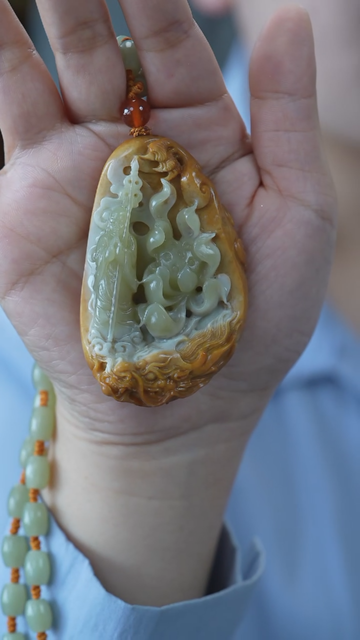 和田玉未镶嵌颈饰地藏王