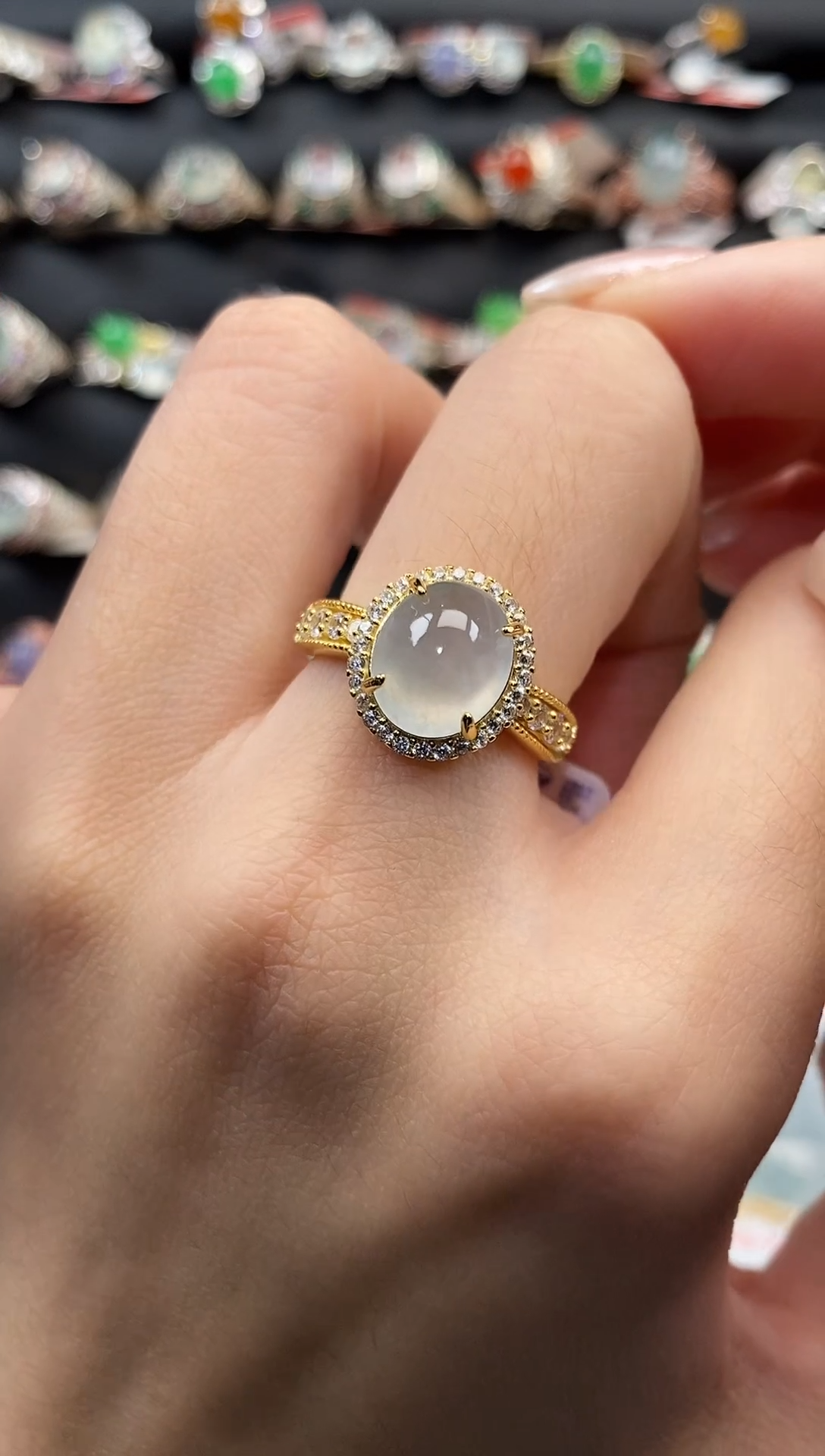 银S925镶嵌戒指翡翠天然A货翡翠152