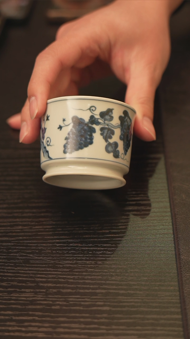 云澹柴窑葡萄容天杯