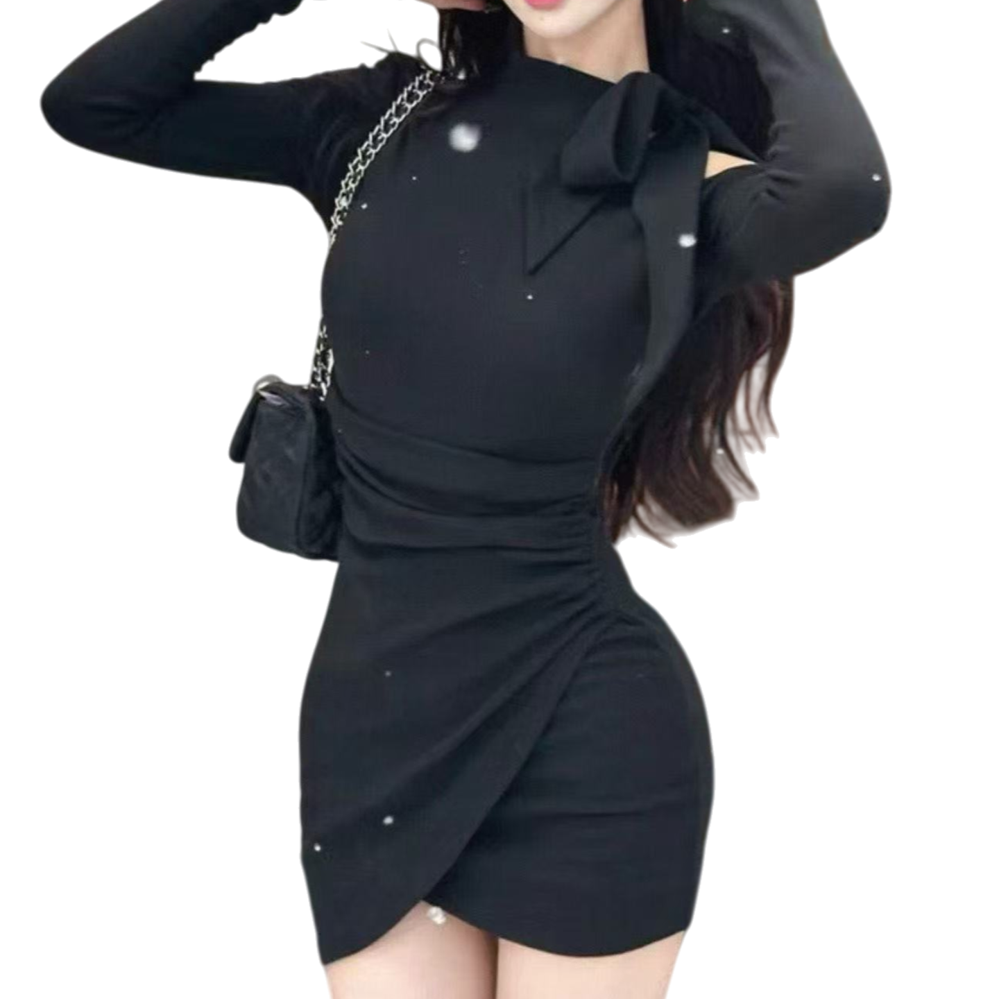 小富婆家纯欲辣妹蝴蝶结包臀裙连衣裙