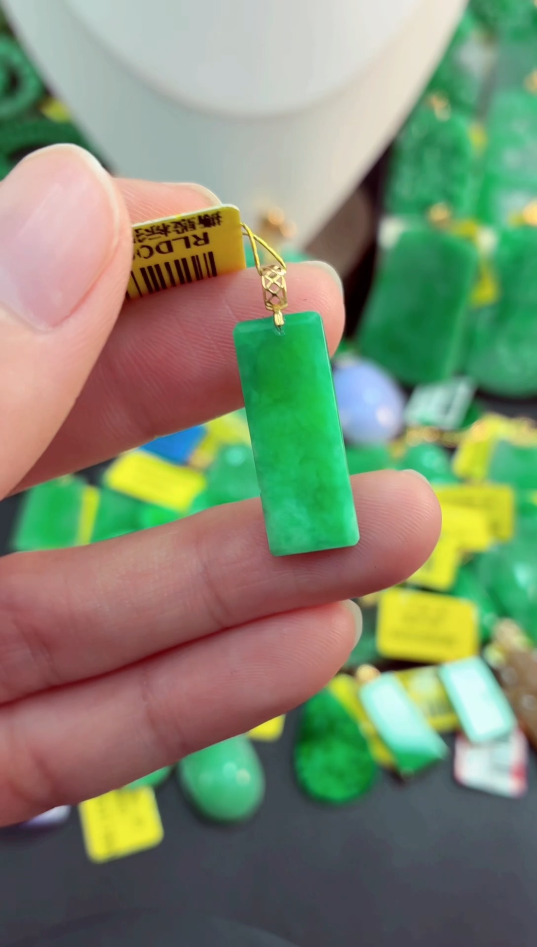 吊坠(不含链)18K金镶嵌翡翠天然缅甸翡翠A货