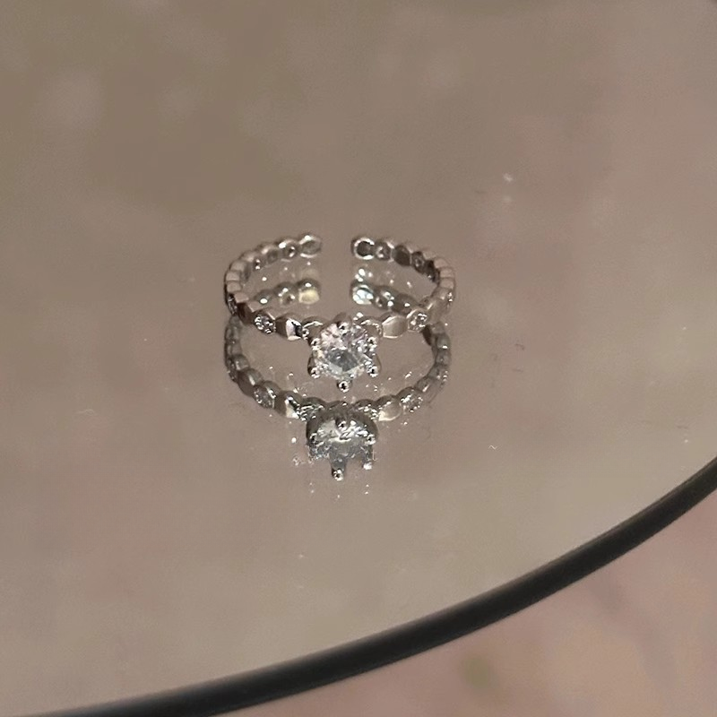 铜合金合成锆石戒指 【诺言】气质小众简约精致镶嵌指环戒指