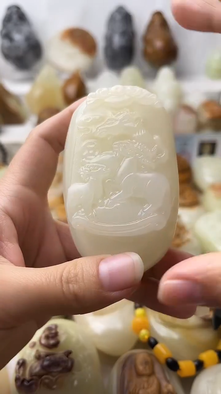 石材古青石棉纹正常不退换三羊开泰微瑕