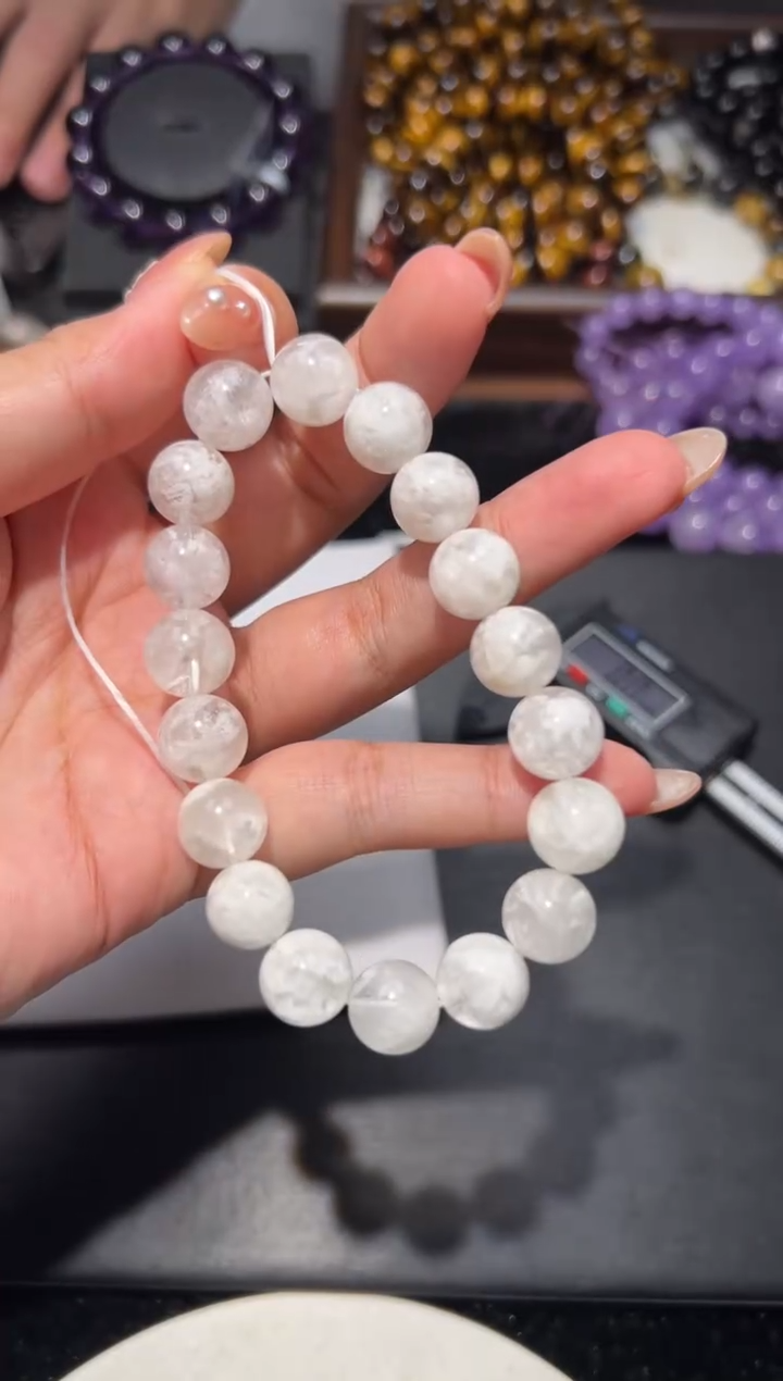未镶嵌手链水晶透体白雪花幽灵10mm手串