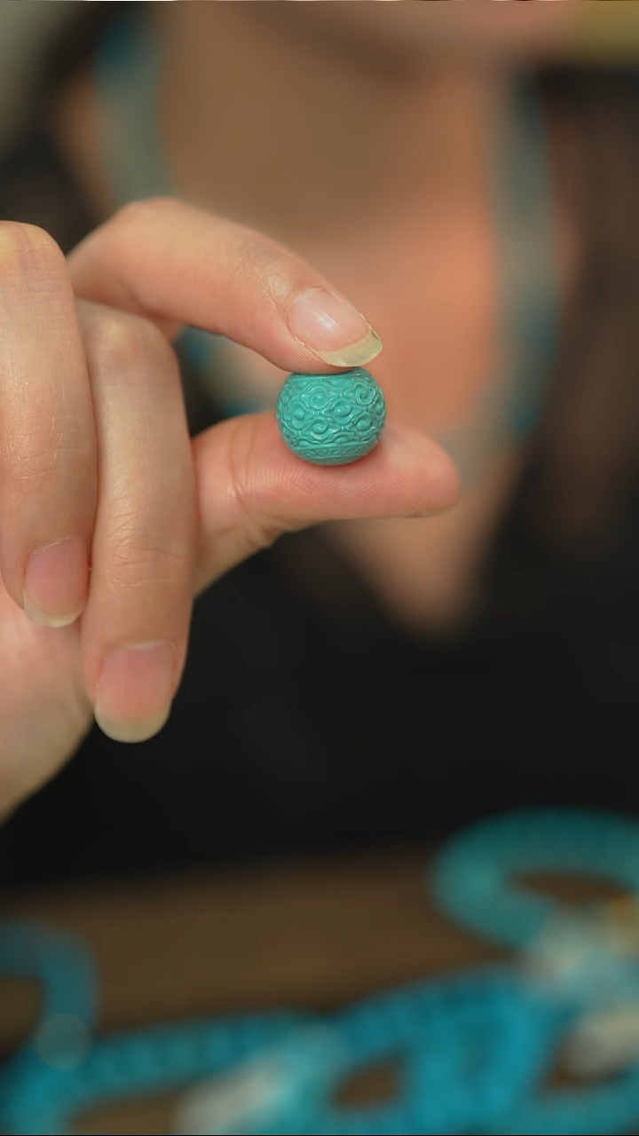 未镶嵌绿松石单珠雕刻珠