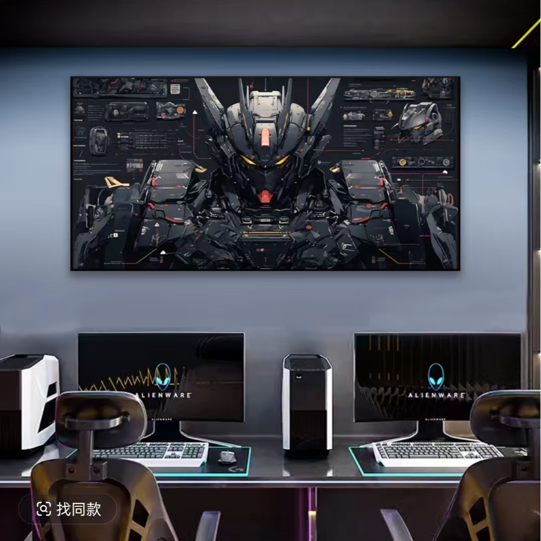 高达客厅装饰画二次元沙发墙面动漫卡通壁画儿童卧室电竞房间挂画