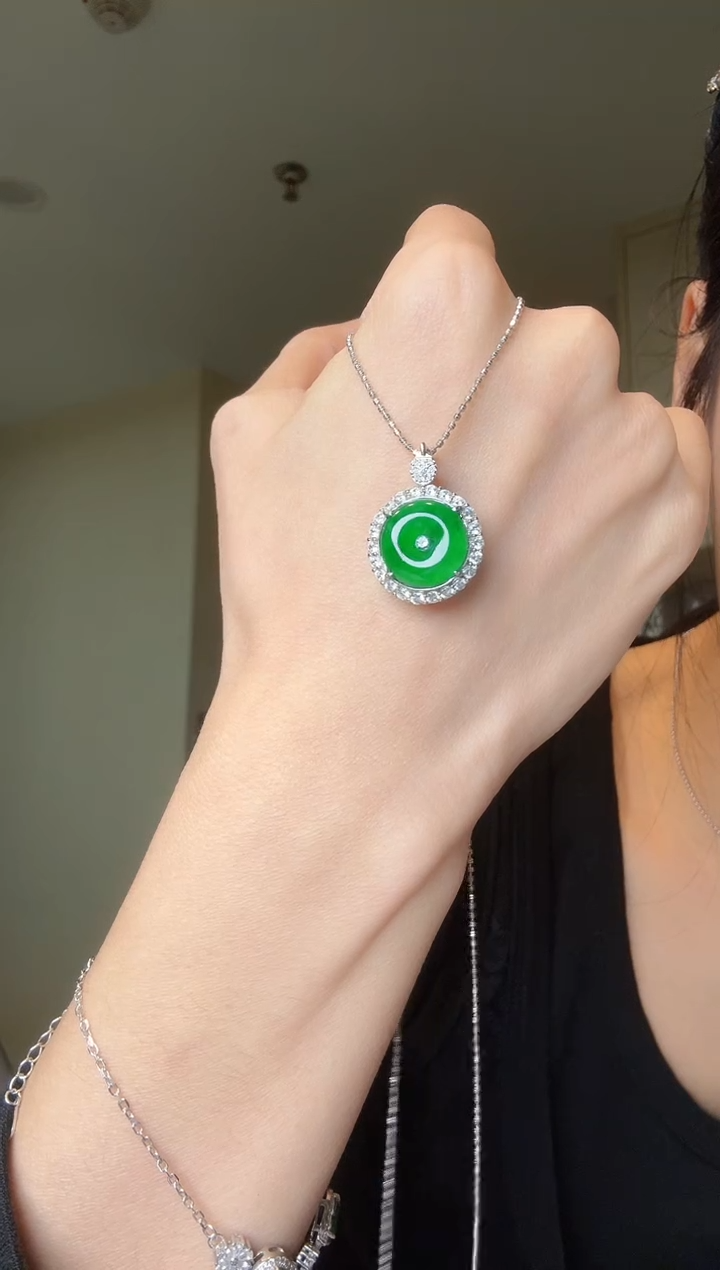 【闪购商品】翡翠吊坠(不含链)银S925镶嵌天然翡翠吊坠3