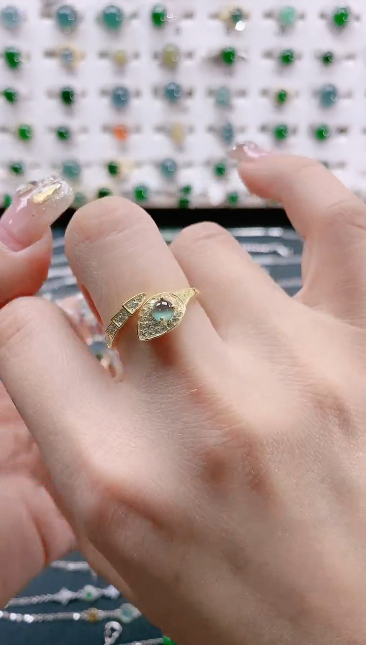 【闪购商品】翡翠戒指银S925镶嵌天然翡翠