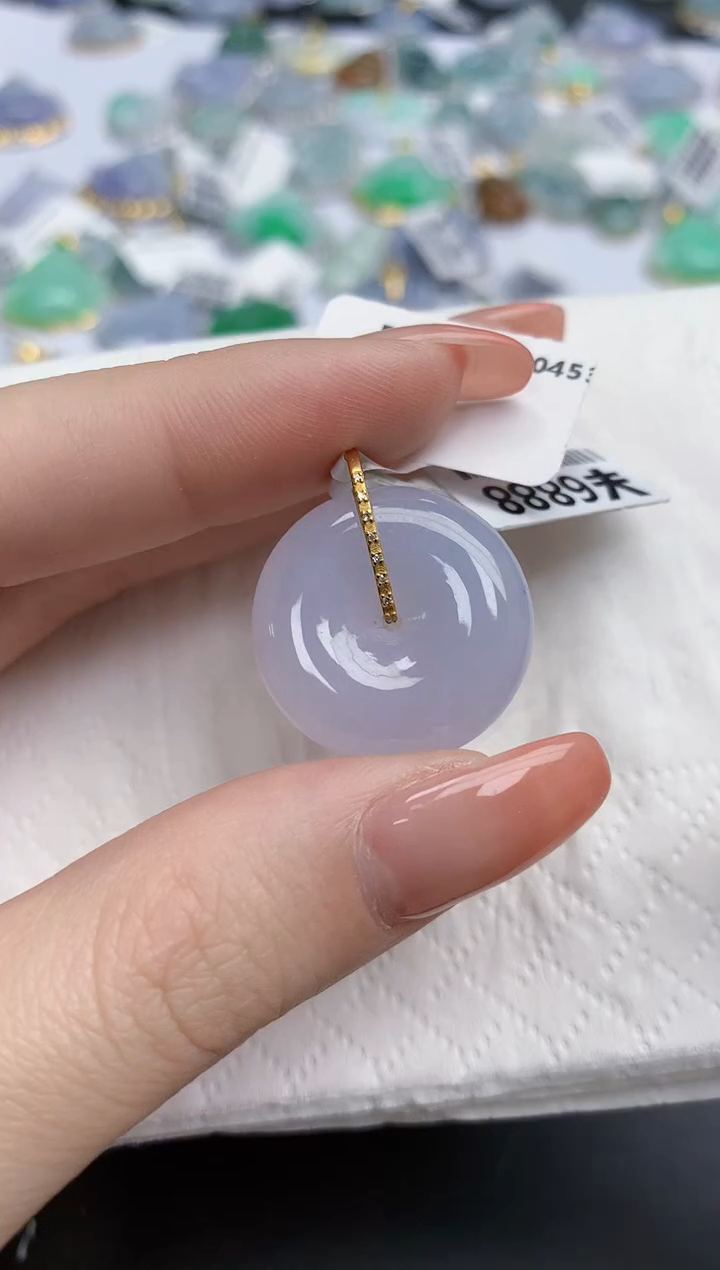 【闪购商品】翡翠颈饰18K金镶嵌天然缅甸翡翠A货