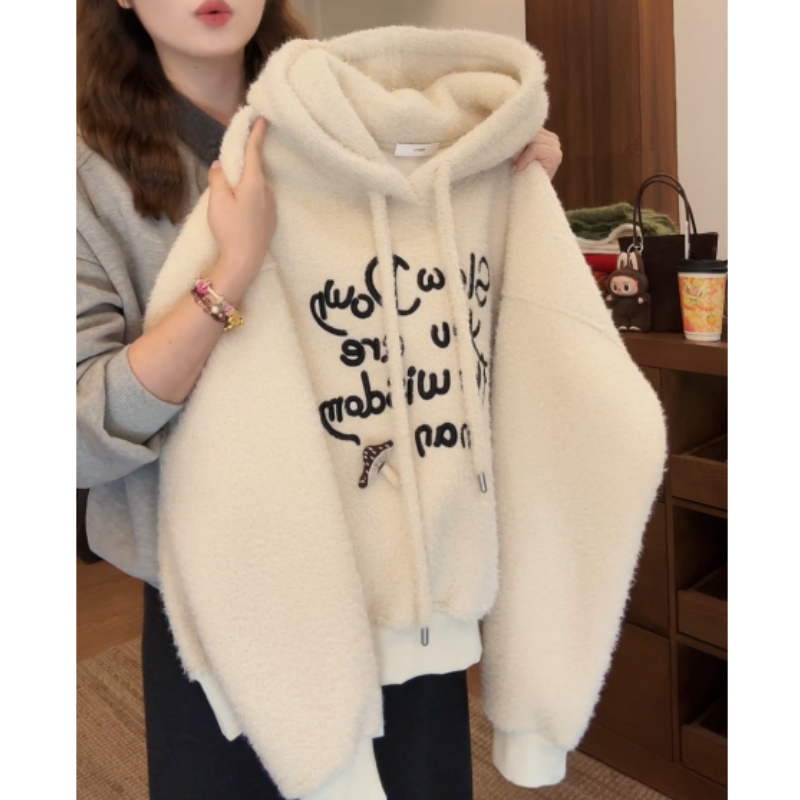 【奶油蘑菇】2026秋冬韩系连帽加厚加绒卫衣百搭宽松LK2509199