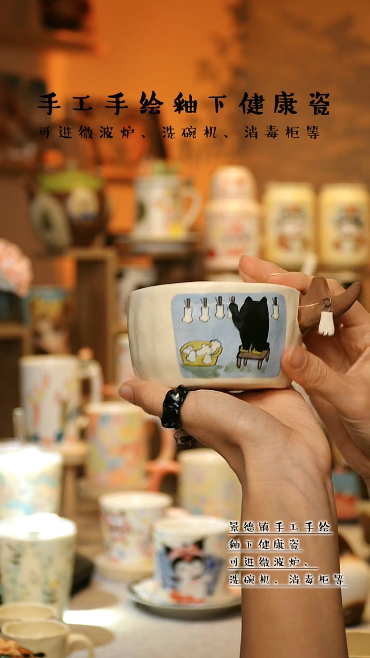 【闪购商品】杯陶瓷景德镇高温釉下彩&A855