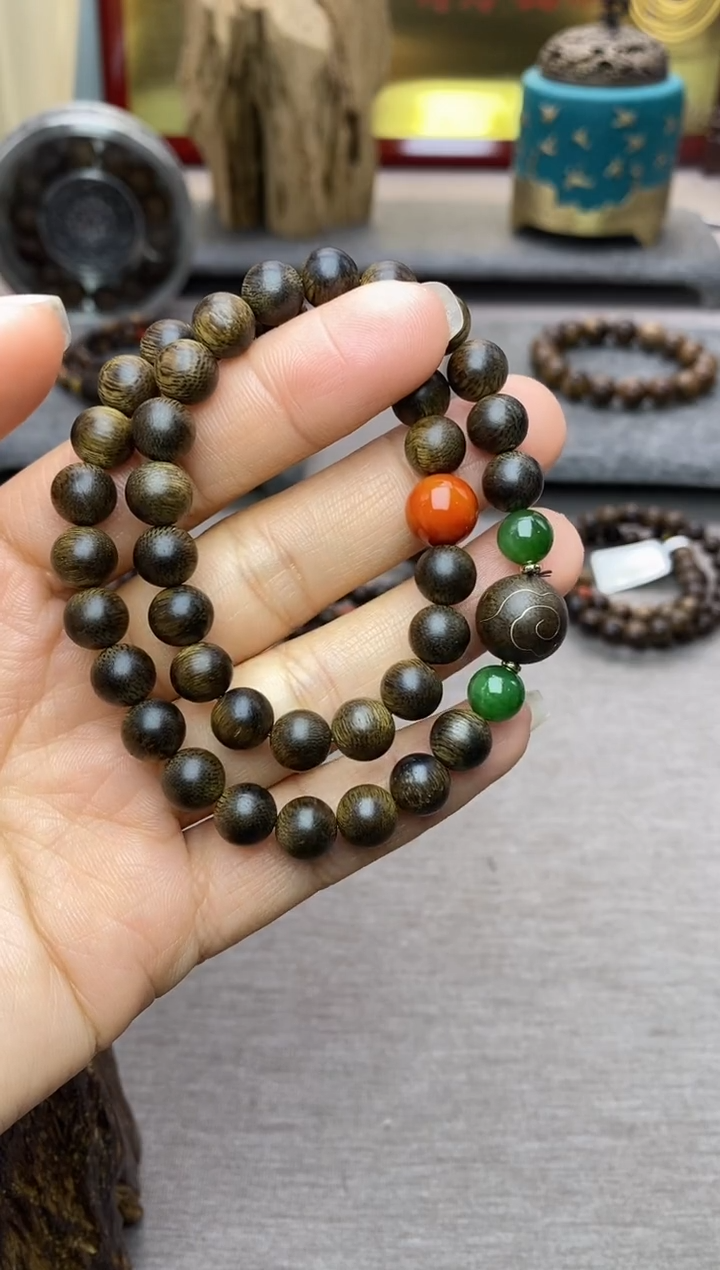 【闪购商品】沉香手串芽庄黄棋楠沉水老料0.8＋祥云1.2设计