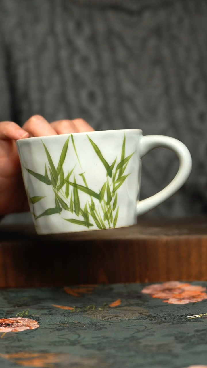 杯釉下彩手工手绘同款陶器