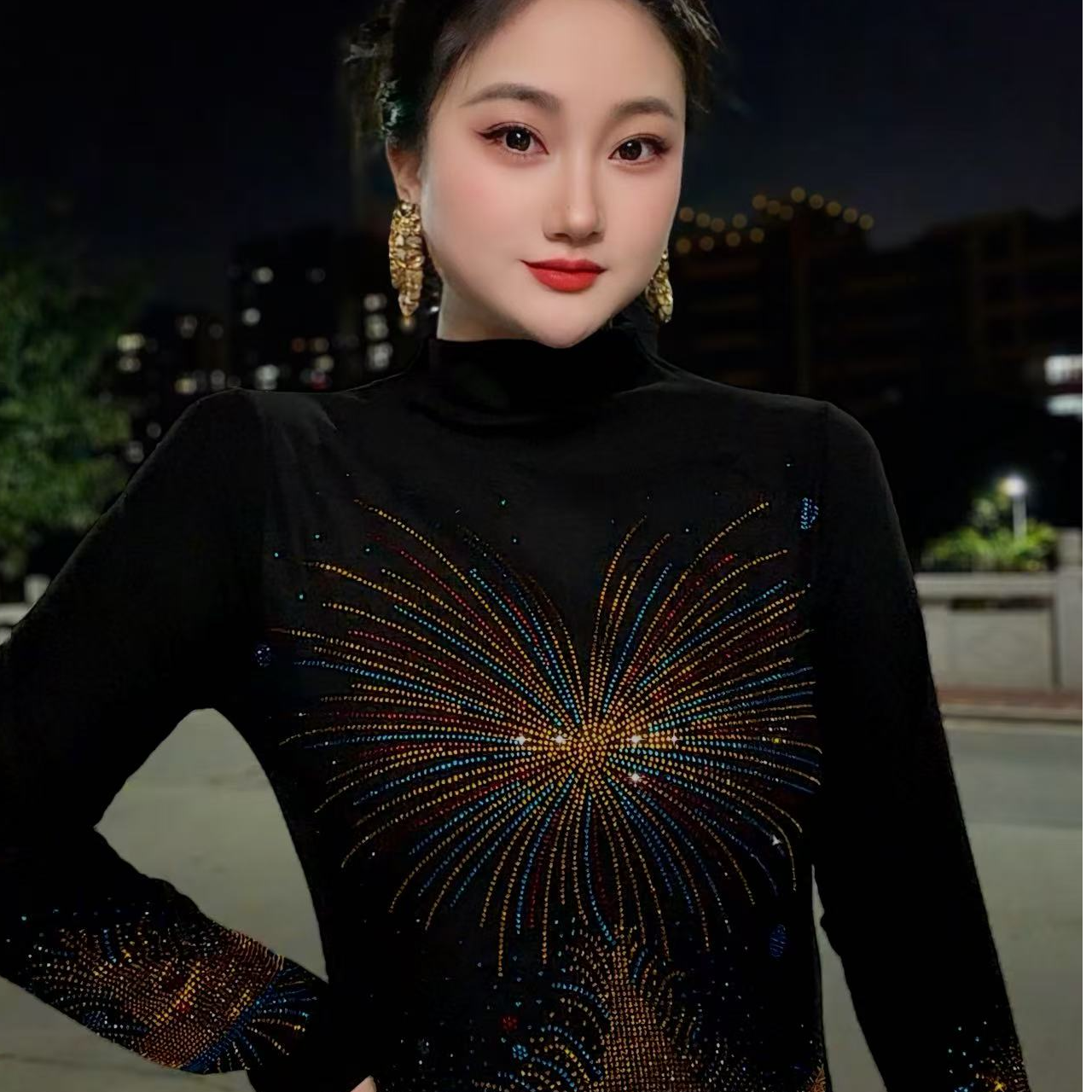 88新花打底衫女内搭秋冬新款时尚烫钻上衣修身显瘦D