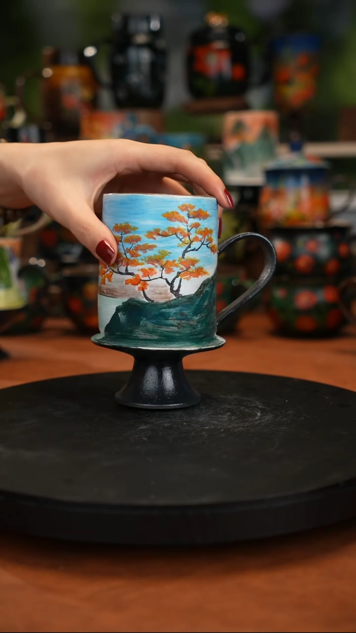 紫砂油画手绘釉下彩