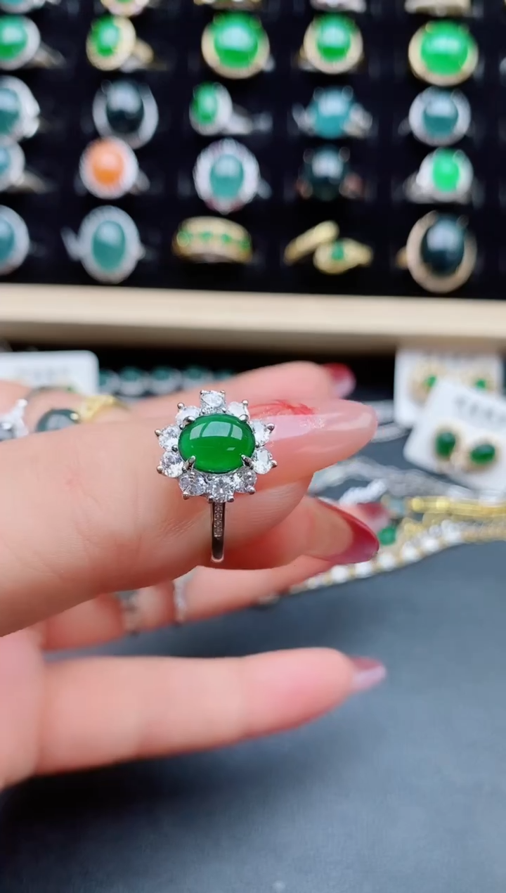 【闪购商品】翡翠戒指银S925镶嵌50850