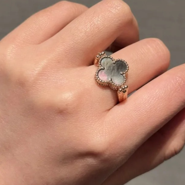 18K金钻石灰翻转戒指 CZ (定制品质48小时鉴赏期）