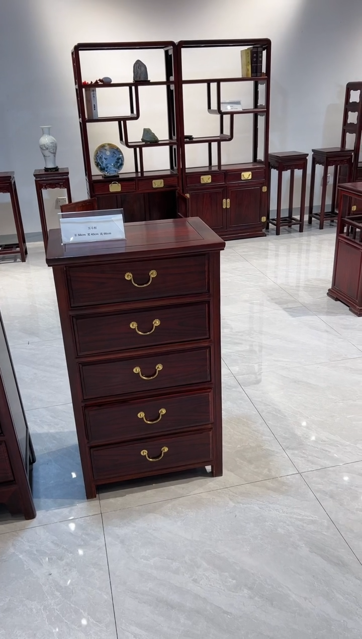 黑酸枝木类书柜B****c小五斗柜一只