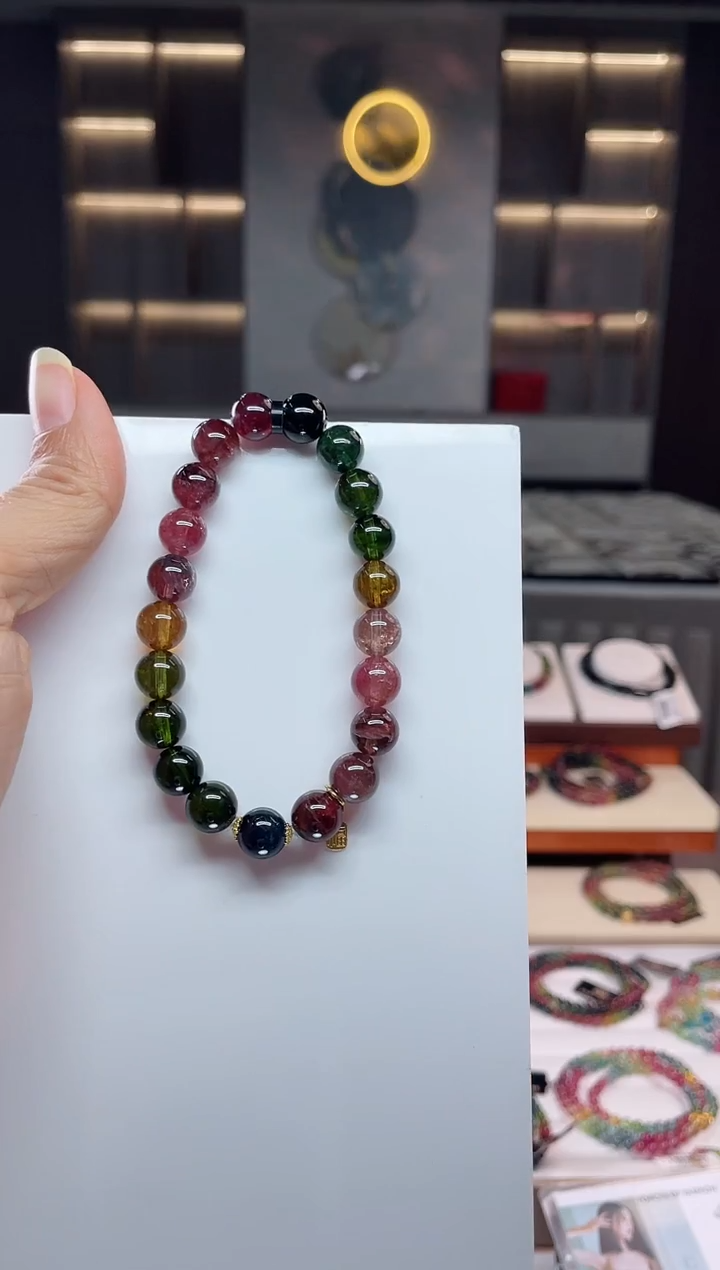 未镶嵌老矿碧玺单圈手串9mm+碧玺（多样性发一条）Q