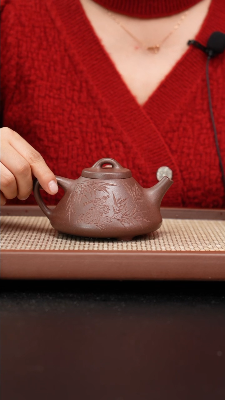 【闪购商品】紫砂茶壶全手工底曹清子冶石瓢刻绘260