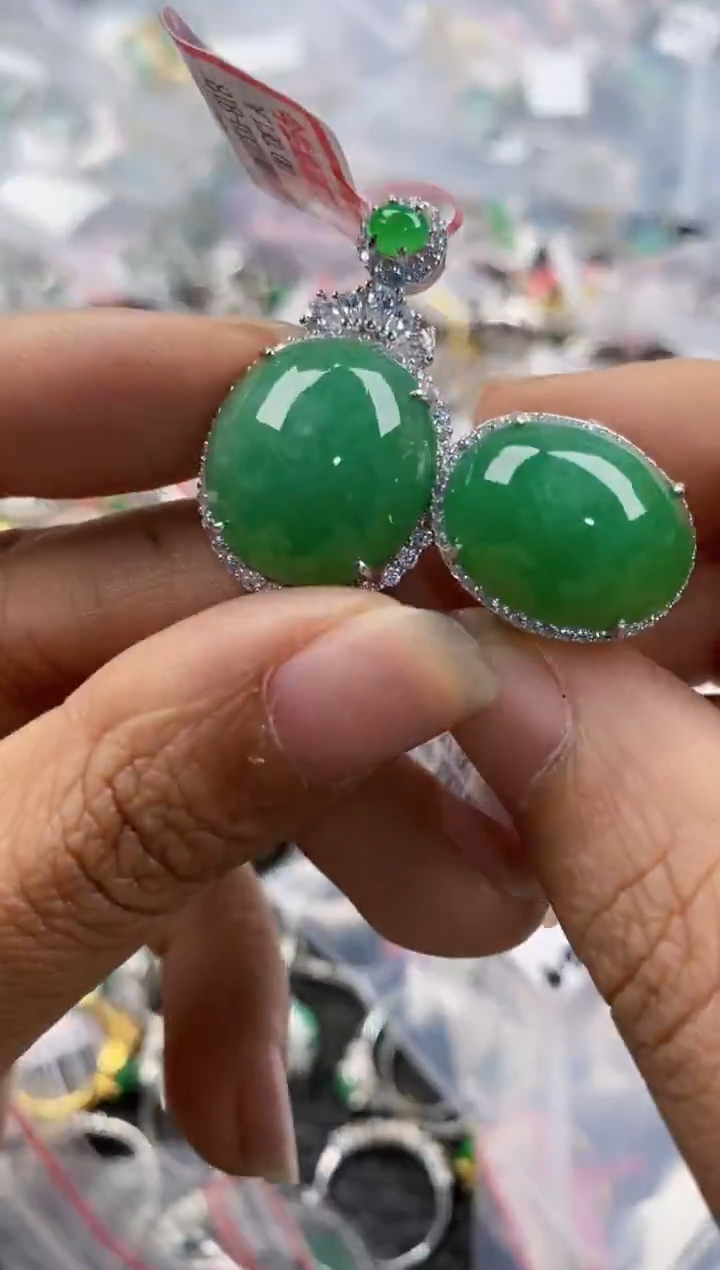 银S925镶嵌戒指翡翠444               4