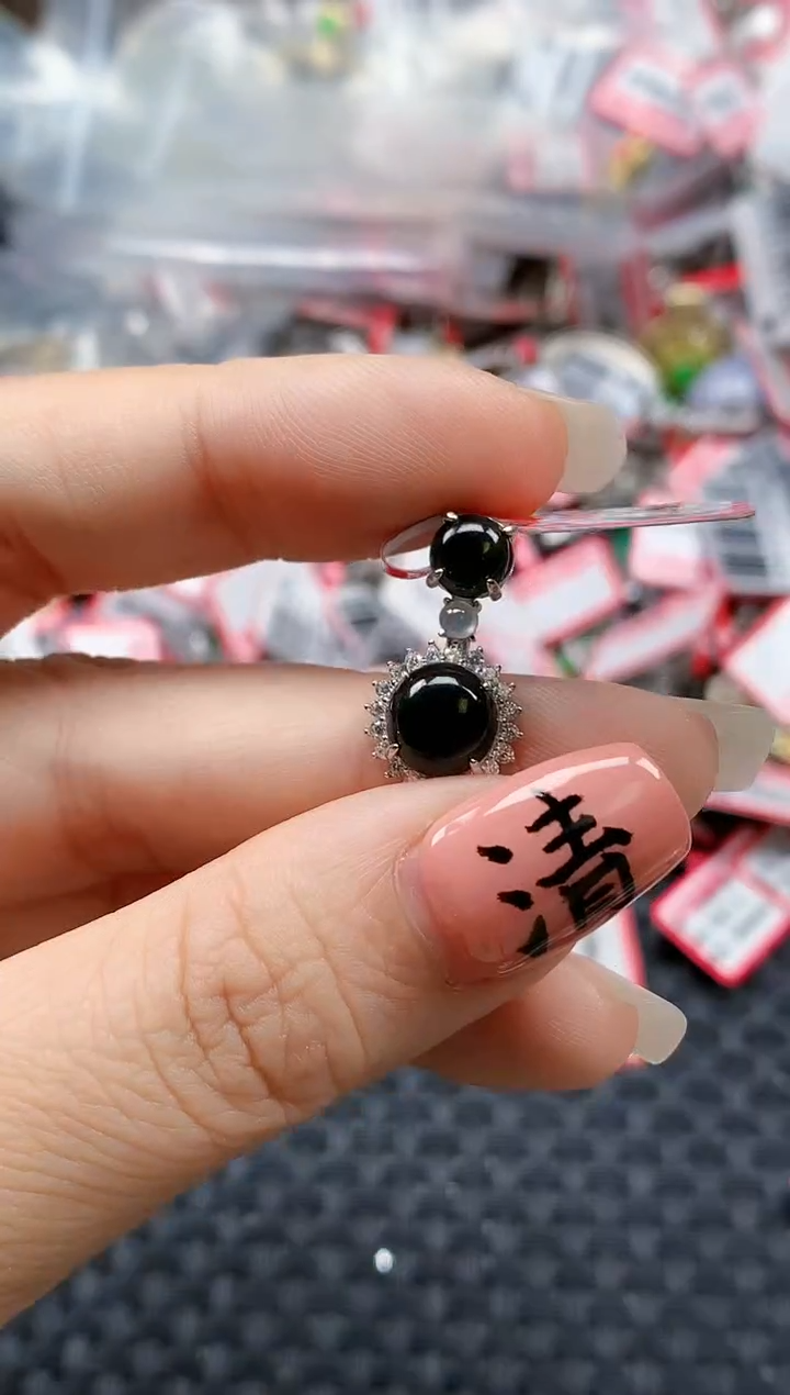 银S925镶嵌戒指翡翠天然A货缅甸翡翠