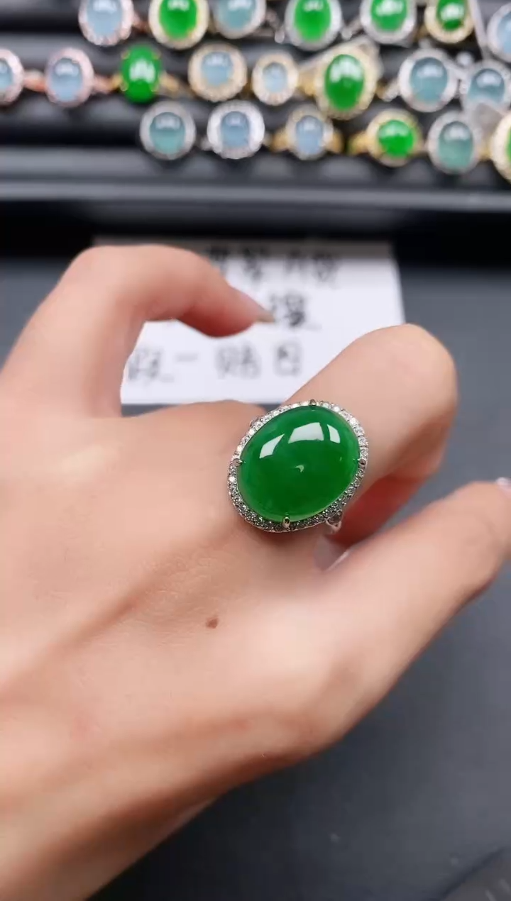 翡翠戒指银S925镶嵌11