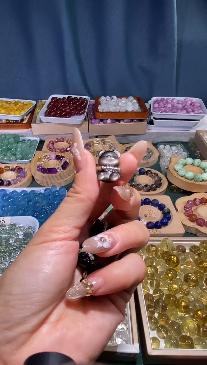 未镶嵌手串水晶银耀小熊宽卡13单颗