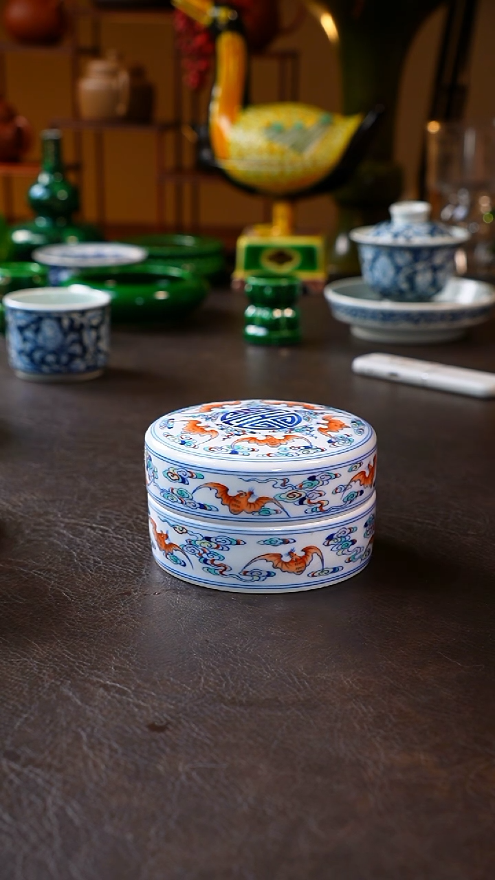 【闪购商品】斗彩福寿盖盒斗彩