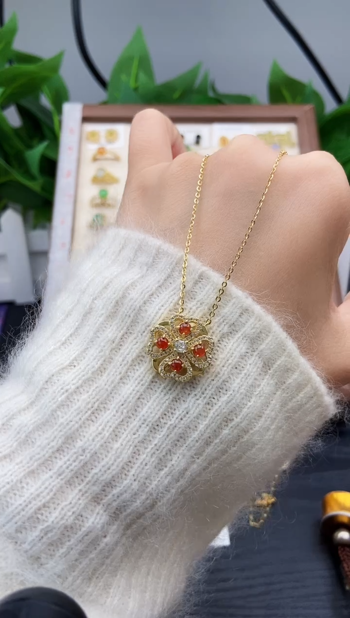 颈饰银S925镶嵌翡翠12