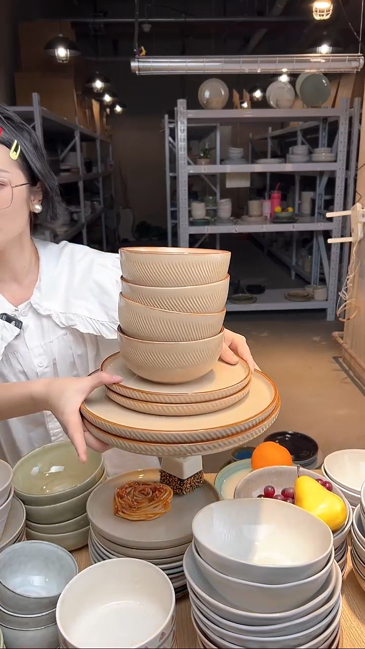 瓷318外贸尾货高温釉下彩陶瓷餐具默认微瑕