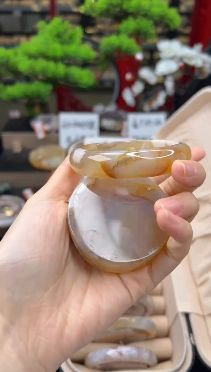 【闪购商品】石英质玉未镶嵌手镯56圈口（赠送镯心）21124