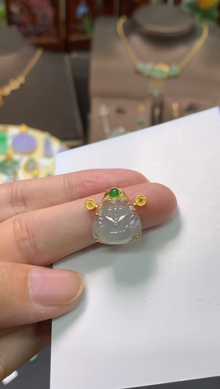 【闪购商品】翡翠颈饰18K金镶嵌净货13962