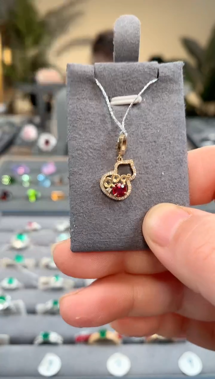 【闪购商品】尖晶石吊坠(不含链)18K金镶嵌尖晶石