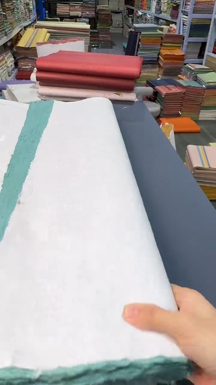 纯手工四尺整张50张松石绿金粉光板楮皮笺