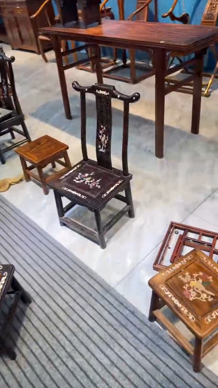 木紫檀螺钿靠背椅邵氏紫檀木艺