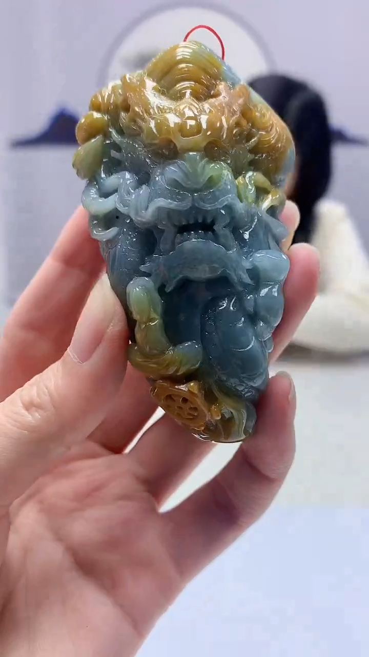 【闪购商品】定制翡翠未镶嵌4852zm-毛货挂件龙99