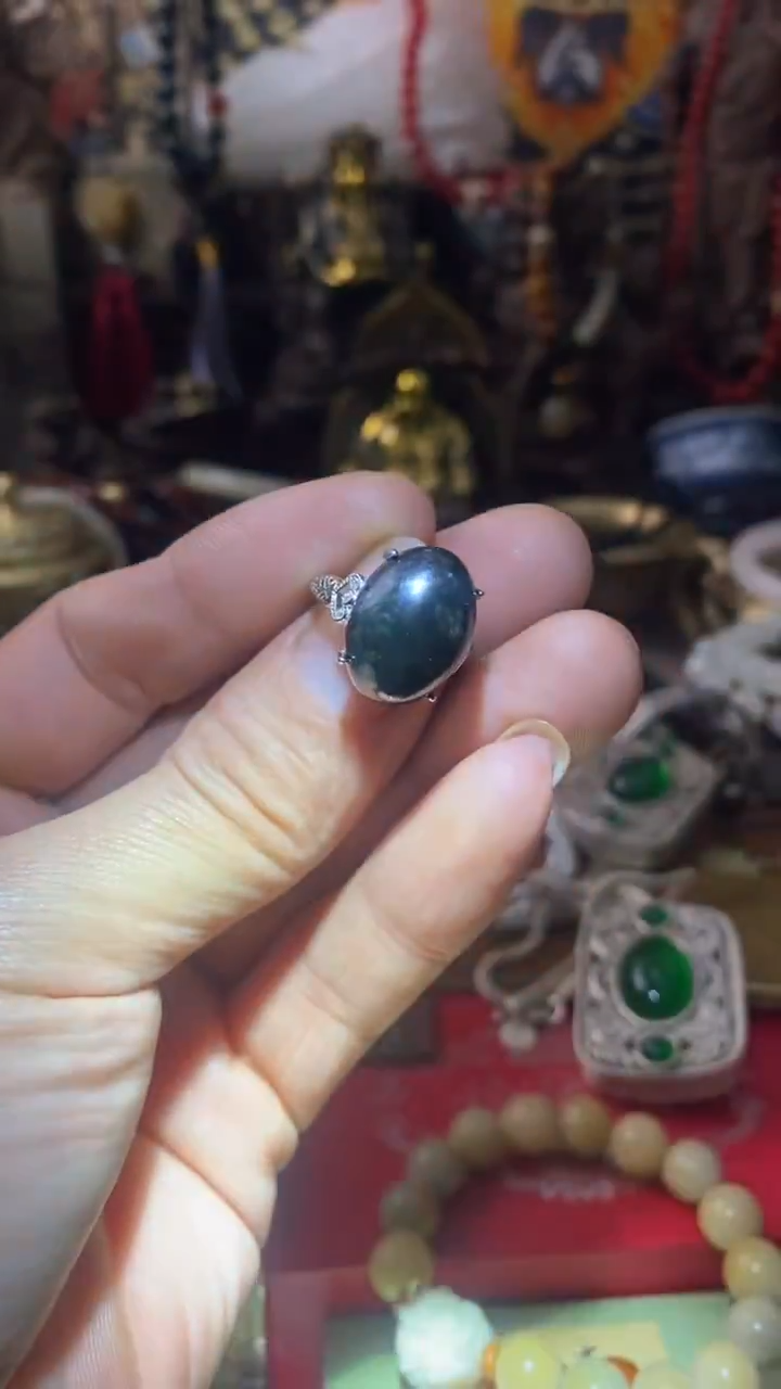 未镶嵌蛇纹石玉戒指-----主播推荐------