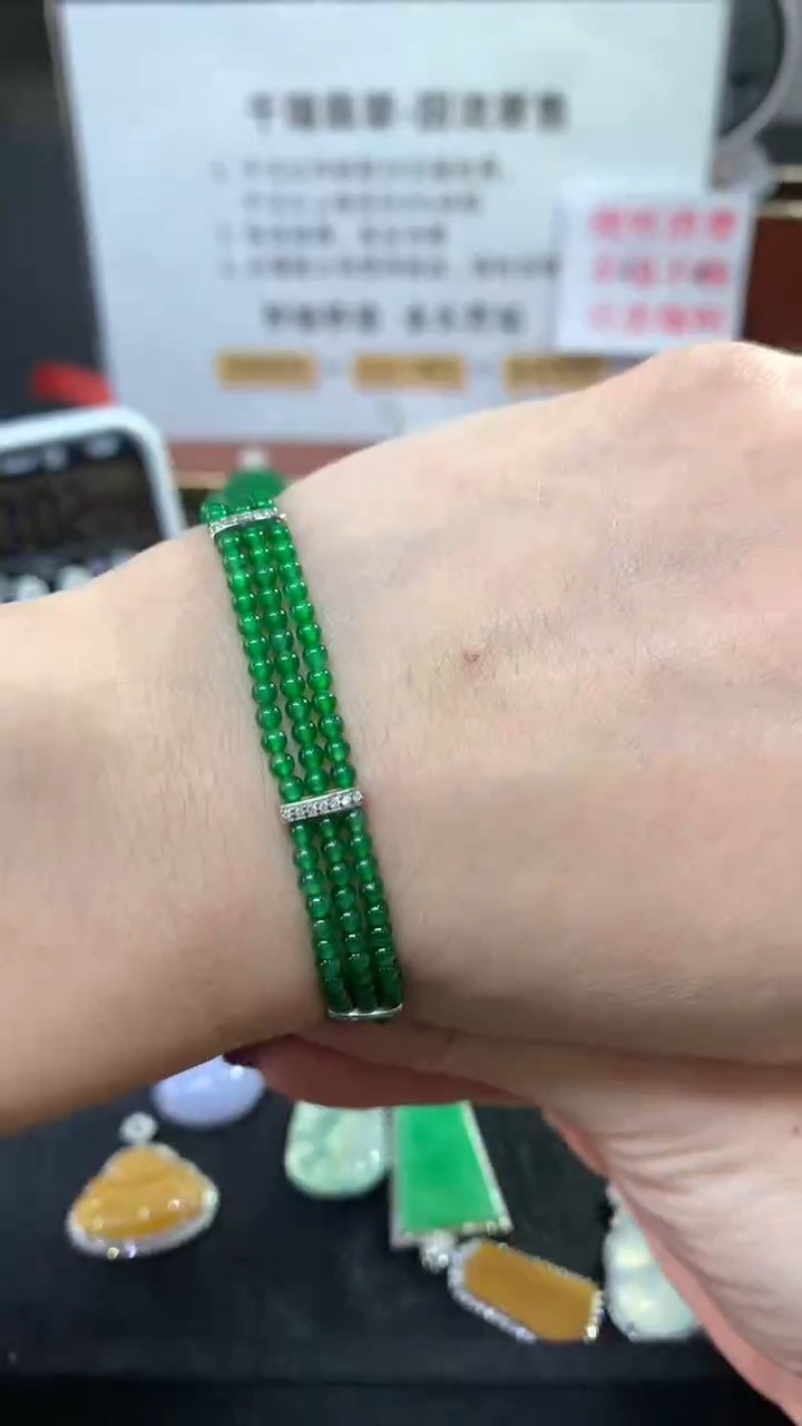【闪购商品】翡翠手串银S925镶嵌珠链回流不退不换|5800+0