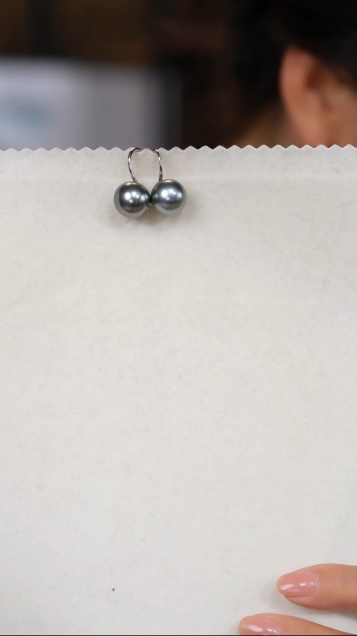 【闪购商品】海水珍珠耳环银S925镶嵌大溪地12-13mm蕾丝边高跟鞋