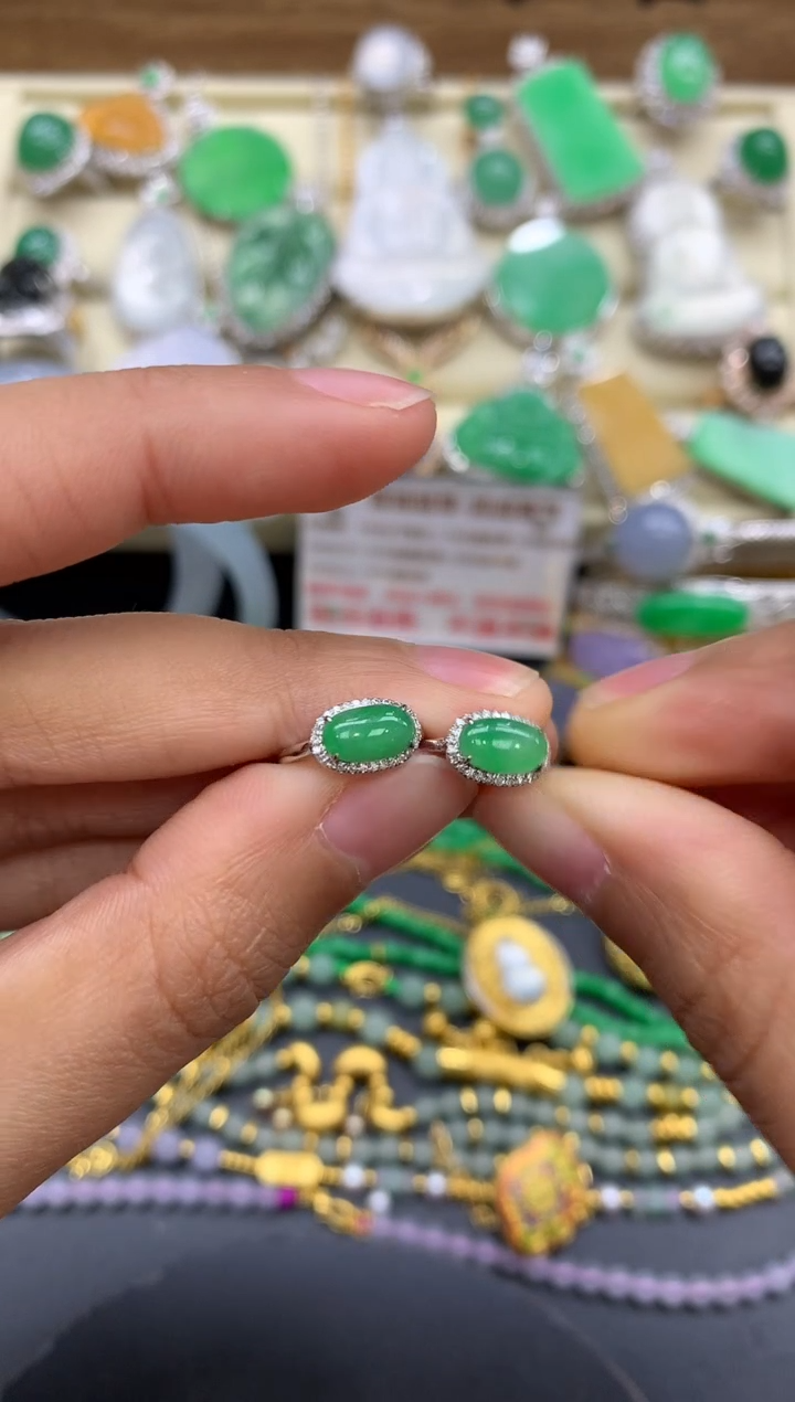 【闪购商品】翡翠耳饰18K金镶嵌234-中国好珍宝